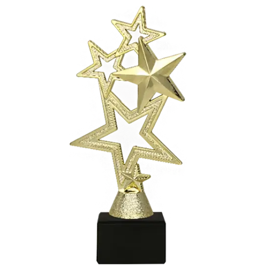 Trophée en plastique Récompense d’Or des Étoiles S7F271/G Trophée en plastique Récompense d'Or des Étoiles S7F271/G