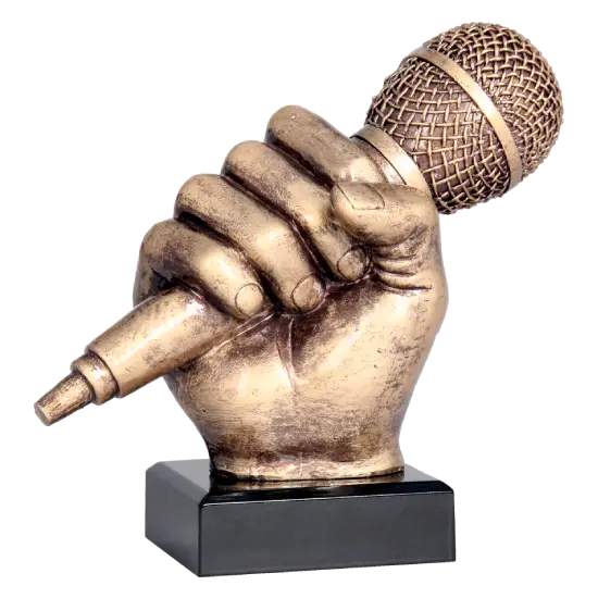 Trophée en résine Microphone en Main – RFST2074 Trophée en résine Microphone en Main - RFST2074